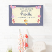 Lila Gelbe Ballerina Katze Kindergeburtstag Party Banner (Insitu)