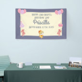 Lila Gelbe Ballerina Katze Kindergeburtstag Party Banner (Messeveranstaltung)