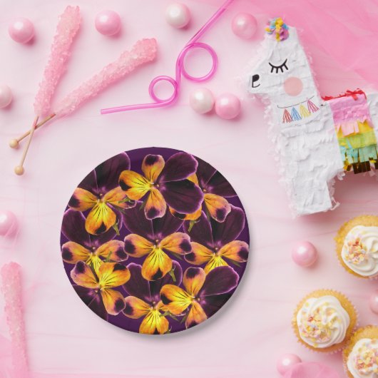 Lila gelbe Blume 7 Zoll Papierplatte Pappteller (Party)