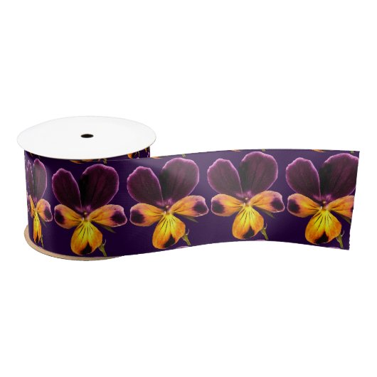 Lila-gelbe Blume-Satinband Satinband (Spule)