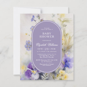 Lila-gelbe Blumen-Einladung zum Babyshower auf kle
