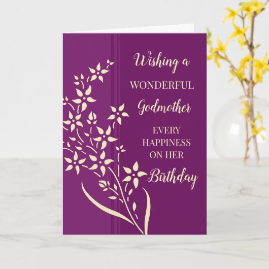 Lila Gelbe Blumen Godmutter Geburtstag Karte (Gelbe Blume)