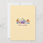 Lila Gelbe Blumen Hochzeitstil Einladung (Rückseite)