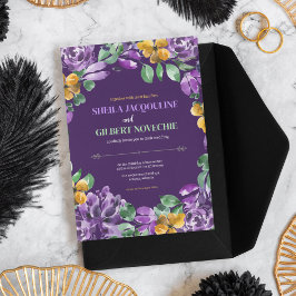 Lila Gelbe Blumen Hochzeitstil Einladung