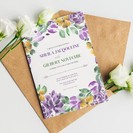 Lila Gelbe Blumen Hochzeitstil Einladung
