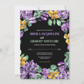 Lila Gelbe Blumen Hochzeitstil Einladung (Vorderseite)