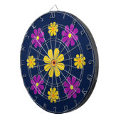 Lila gelbe Blumen in dunkelblau Dartscheibe (Vorderseite rechts)