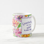 Lila Gelbe Blumen-Omas Kleine Mädchen Kaffeetasse (VorderseiteRechts)