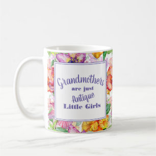 Lila Gelbe Blumen-Omas Kleine Mädchen Kaffeetasse
