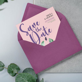 Lila Gelbe Blumen Save the Date Einladung