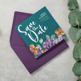 Lila Gelbe Blumen Save the Date Einladung