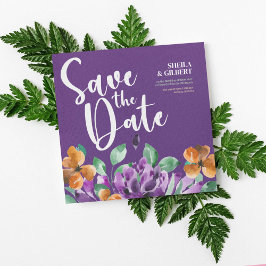 Lila Gelbe Blumen Save the Date Einladung