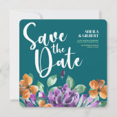 Lila Gelbe Blumen Save the Date Einladung (Vorderseite)