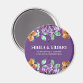 Lila Gelbe Blumen Save the Date Magnet (Vorderseite/Rückseite)