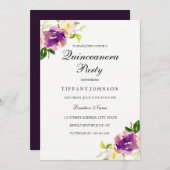 Lila-Gelbe-Blütenblättrige Party Einladung (Vorne/Hinten)