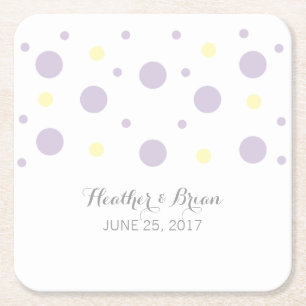 Lila-Gelbe Confetti-Papier-Untersetzer Rechteckiger Pappuntersetzer