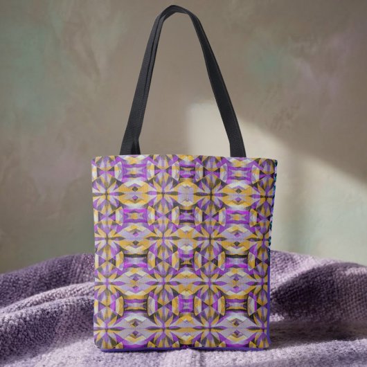Lila-gelbe Diamantgeometrie Tasche