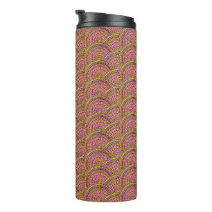 Lila Gelbe Farbe Handgezeichnetes Mandala Thermosbecher