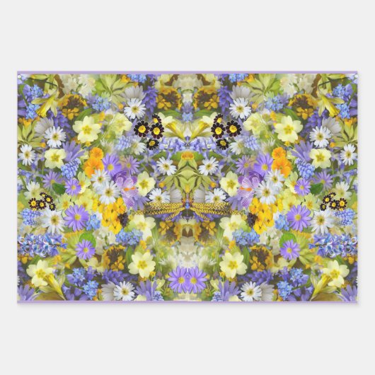 Lila Gelbe Gartenanlage Blume Geschenkpapier Set (Vorderseite)