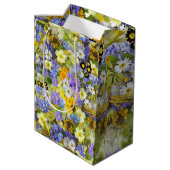 Lila Gelbe Gartenanlage Blume Mittlere Geschenktüte (Rückseite Schrägansicht)