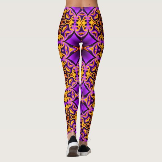 Lila Gelbe Gemusterte Leggings (Rückseite)