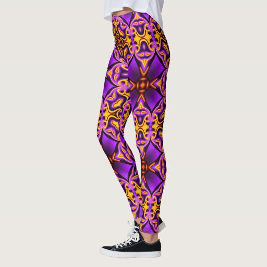Lila Gelbe Gemusterte Leggings (Links)