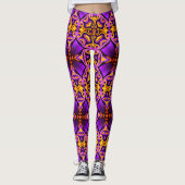Lila Gelbe Gemusterte Leggings (Vorderseite)