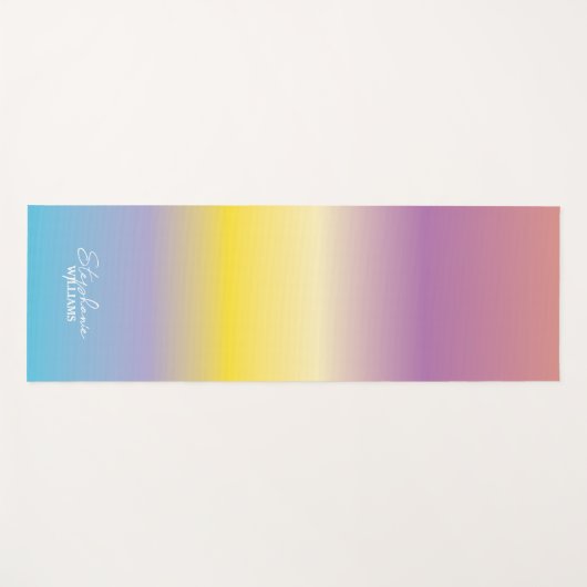 Lila-Gelbe Gradient Yoga Mat mit Individuelle Name Yogamatte (Vorderseite (Horizontal))