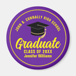 Lila-Gelbe Graduate Custom Graduate Party Magnet