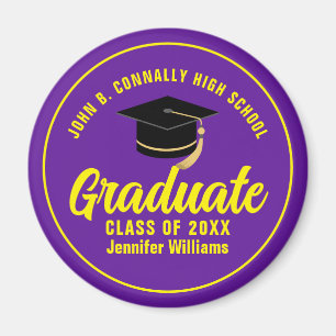 Lila-Gelbe Graduate Custom Graduate Party Magnet