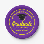 Lila-Gelbe Graduate Custom Graduate Party Pappteller (Vorderseite)