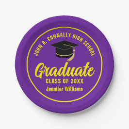 Lila-Gelbe Graduate Custom Graduate Party Pappteller