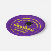 Lila-Gelbe Graduate Custom Graduate Party Pappteller (Schrägansicht)