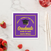 Lila-Gelbe Graduate Custom Graduate Party Serviette (Beispiel)
