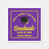 Lila-Gelbe Graduate Custom Graduate Party Serviette (Vorderseite)