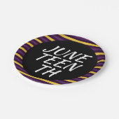 Lila-gelbe Grenzplatte Pappteller (Schrägansicht)