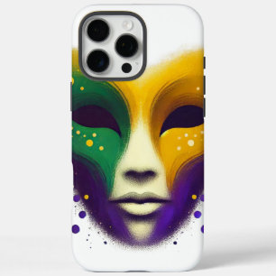 Lila gelbe grüne Mardi-Gras-Maske iPhone 16 Pro Max Hülle