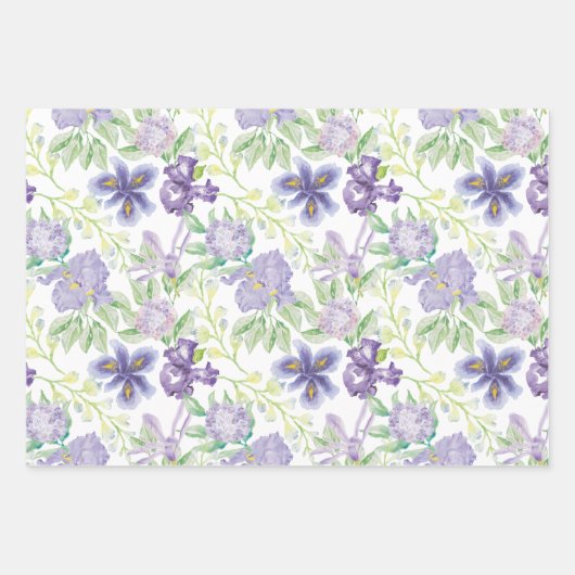 Lila-Gelbe Iris-Blütenfarbe Geschenkpapier Set (Vorderseite 3)