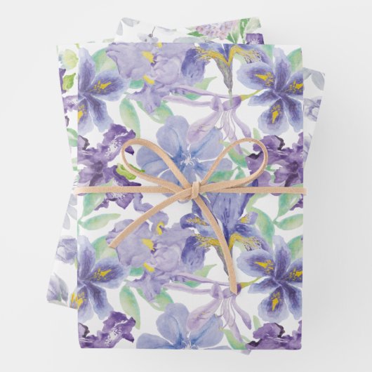 Lila-Gelbe Iris-Blütenfarbe Geschenkpapier Set (Beispiel)