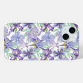 Lila Gelbe Iris Floral Aquarellfarben Blume Case-Mate iPhone Hülle (Rückseite (Horizontal))