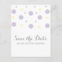 Lila Gelbe Konfetti Save the Date Postkarte