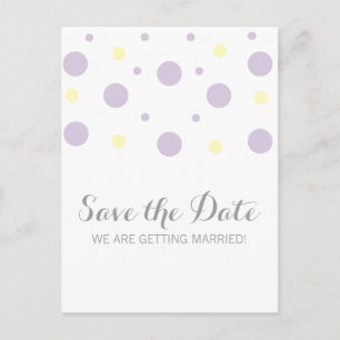 Lila Gelbe Konfetti Save the Date Postkarte