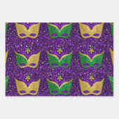 Lila-Gelbe Mardi Gras-Glitzer-Muster Geschenkpapier Set (Vorderseite 3)