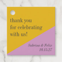 Lila-gelbe moderne Hochzeit Dankeschön