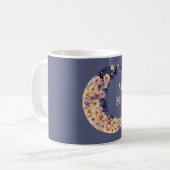 Lila Gelbe Mondblumen Kaffeetasse (Vorderseite Links)