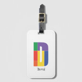 Lila-gelbe Monogram, Initial-D weiß Gepäckanhänger (Vorderseite Vertikal)