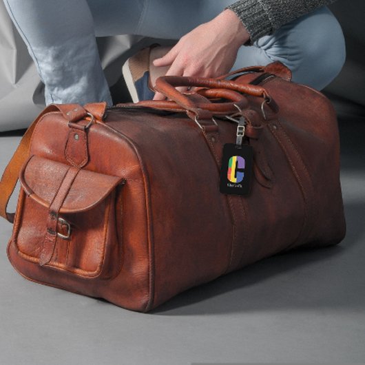 Lila-gelbe Monogram, zuerst schwarz C Gepäckanhänger