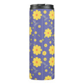 Lila-gelbe Monogramm Girly Elegante Floral Moderne Thermosbecher (Rückseite)