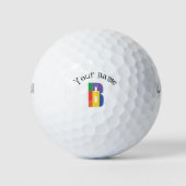 Lila-gelbe Monogramm Golfball (Vorderseite)