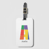 Lila-gelbe Monogramm Initial A Gepäckanhänger (Vorderseite Vertikal)